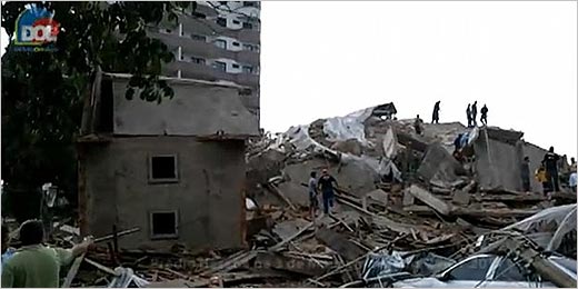 Vídeo mostra trabalho de resgate no prédio em construção que desabou