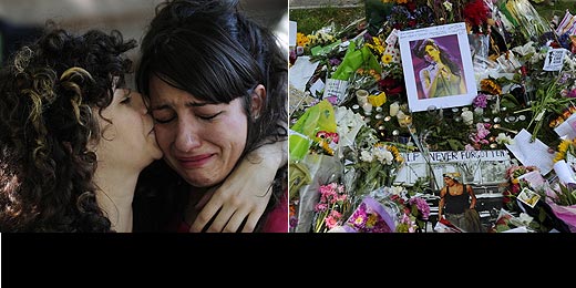 Fãs se emocionam e prestam homenagens em frente à casa de Amy