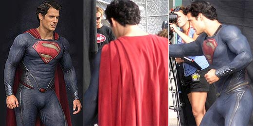 Fotos mostram detalhes do uniforme do Superman no filme Man of Steel