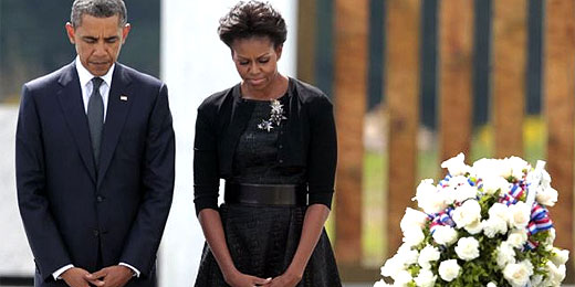 Obama e Michelle visitam memorial na Pensilvânia, onde caiu o 4º avião